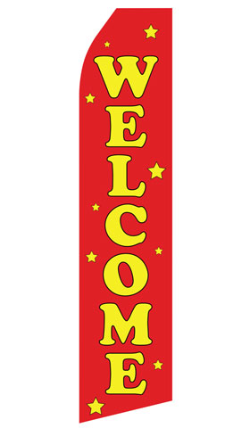 Red Welcome Econo Stock Flag