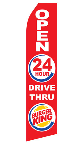 Burger King 24 HR Drive Thru Logo Econo Stock Flag