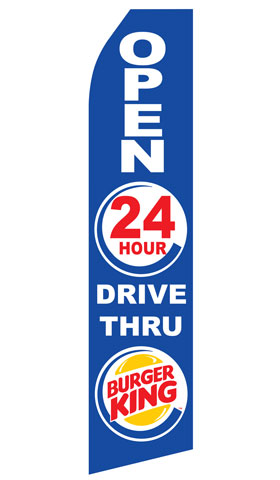 Burger King 24 HR Drive Thru Logo Econo Stock Flag